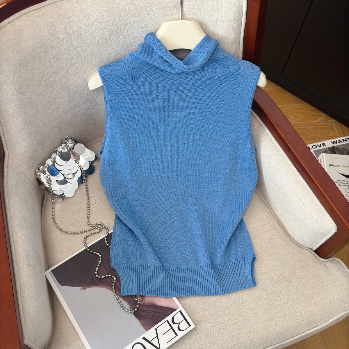 Korean Style High Neck Knit Vest Women Slimming Versatile Early Autumn Top - Image 5