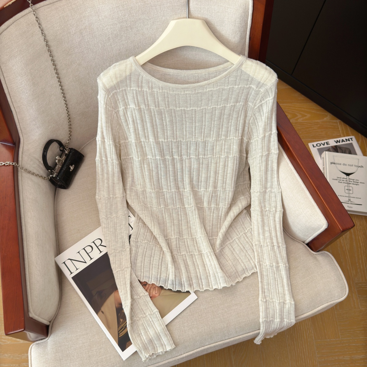 Women's Soft Knit Pullover Sweater Solid Color Long Sleeve - Image 2