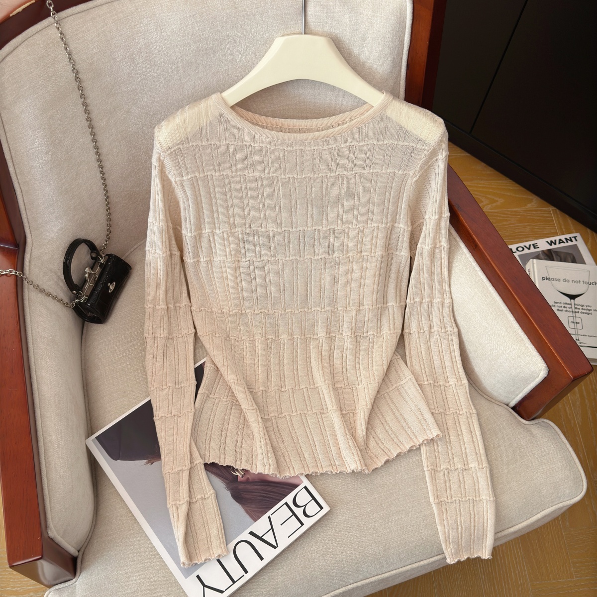 Women's Soft Knit Pullover Sweater Solid Color Long Sleeve - Image 3